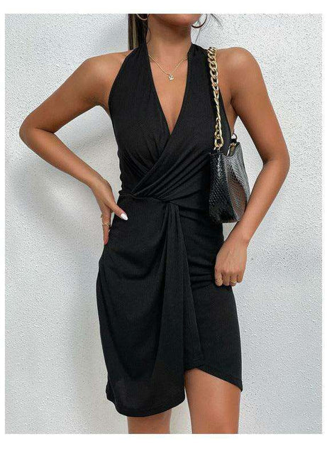 Elegant Sleeveless Flared Hem Dress with Backless Design - Perfect Choice for Women