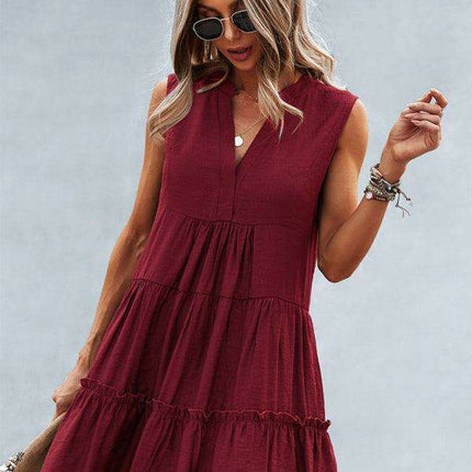 Elegant Sleeveless V-Neck Dress for Effortless Style - Très Elite