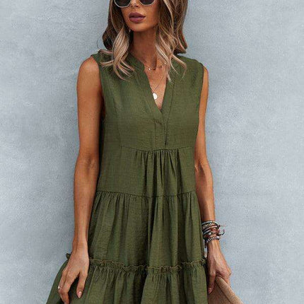 Elegant Sleeveless V-Neck Dress for Effortless Style - Très Elite