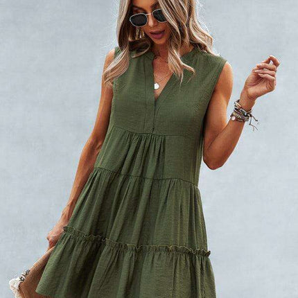 Elegant Sleeveless V-Neck Dress for Effortless Style - Très Elite