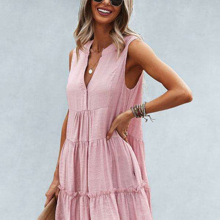 Elegant Sleeveless V-Neck Dress for Effortless Style - Très Elite