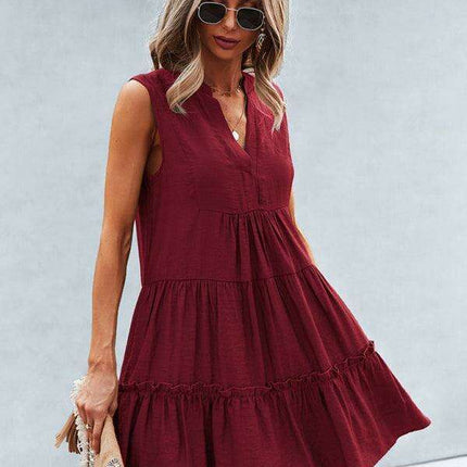 Elegant Sleeveless V-Neck Dress for Effortless Style - Très Elite
