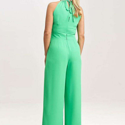 Elegant Sleeveless Wide-Leg Jumpsuit with Stylish Neck Tie Detail - Très Elite