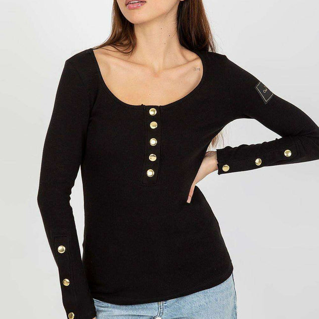 Elegant Snap-Front Blouse - Très Elite
