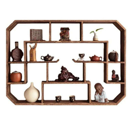 Elegant Solid Wood Chinese Tea Pot Display Shelf - Chic Organizer for Tea Aficionados - Très Elite