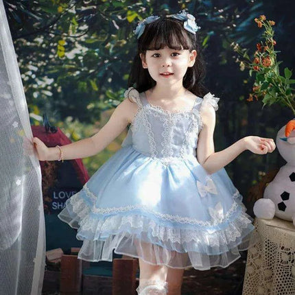 Elegant Spanish Lolita Princess Lace Bow Summer Party Dress for Girls - Très Elite