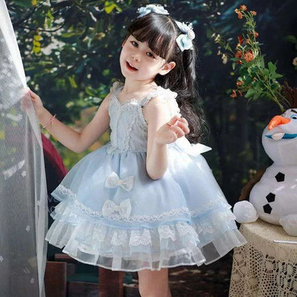 Elegant Spanish Lolita Princess Lace Bow Summer Party Dress for Girls - Très Elite