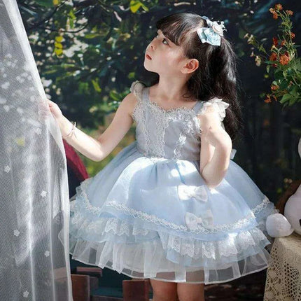 Elegant Spanish Lolita Princess Lace Bow Summer Party Dress for Girls - Très Elite