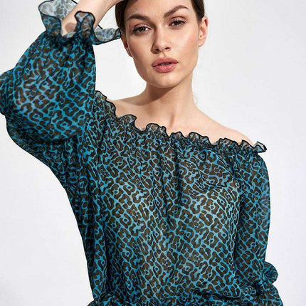 Elegant Spanish Long Sleeve Blouse with Flexible Hem