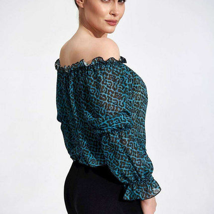 Elegant Spanish Long Sleeve Blouse with Flexible Hem - Très Elite