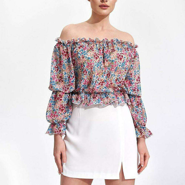 Elegant Spanish Long Sleeve Blouse with Flexible Hem