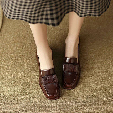 Elegant Square Toe Leather High Heel Pumps - Très Elite