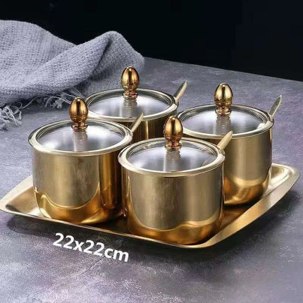 Elegant Stainless Steel Condiment Set with Wasabi Tray - Ideal for Hotpot, Dips, and More..