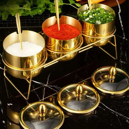 Elegant Stainless Steel Condiment Set with Wasabi Tray - Ideal for Hotpot, Dips, and More..
