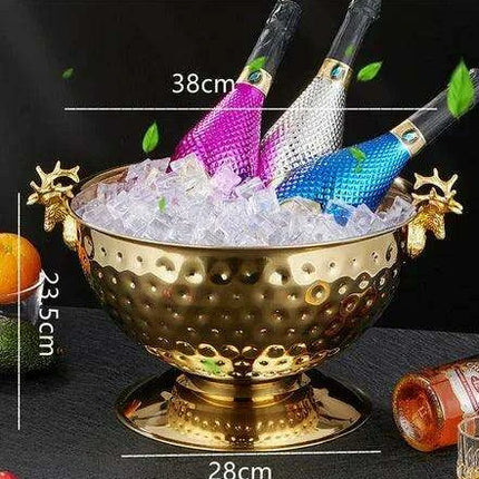 Elegant Stainless Steel Deer Head Beverage Chiller - Premium Ice Bucket - Très Elite