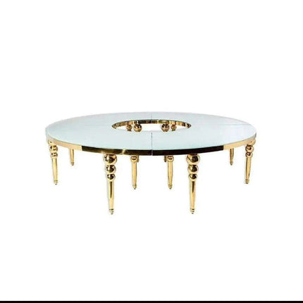 Elegant Stainless Steel Half Moon S-Shape MDF Event Table - Très Elite