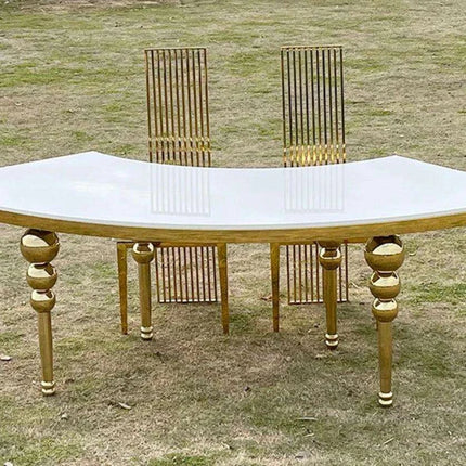 Elegant Stainless Steel Half Moon S-Shape MDF Event Table - Très Elite