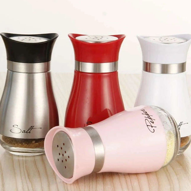 Elegant Stainless Steel Salt and Pepper Shaker Set with Seasoning Dispenser