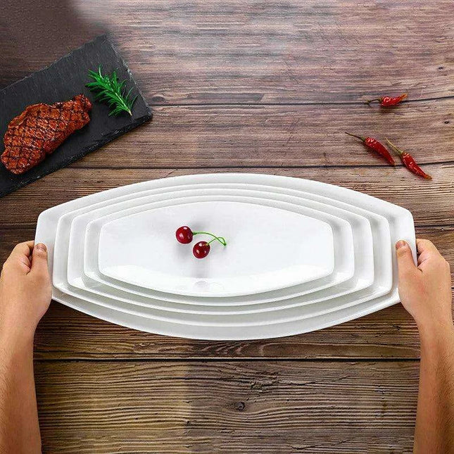 Elegant Steamed Fish Motif Ceramic Sushi Serving Plate Set - Très Elite