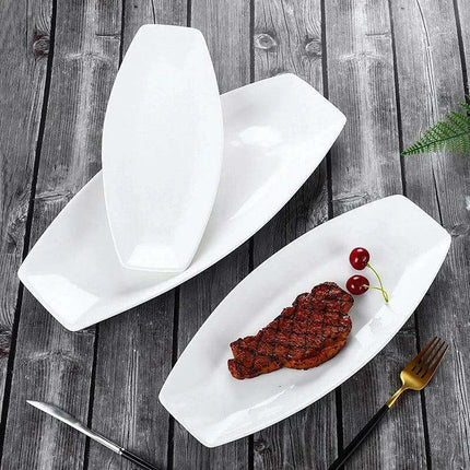 Elegant Steamed Fish Motif Ceramic Sushi Serving Plate Set - Très Elite