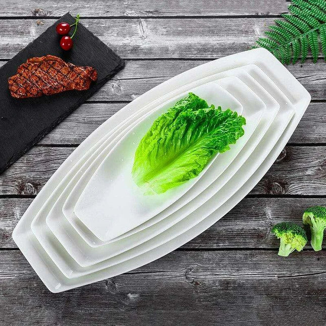 Elegant Steamed Fish Motif Ceramic Sushi Serving Plate Set - Très Elite