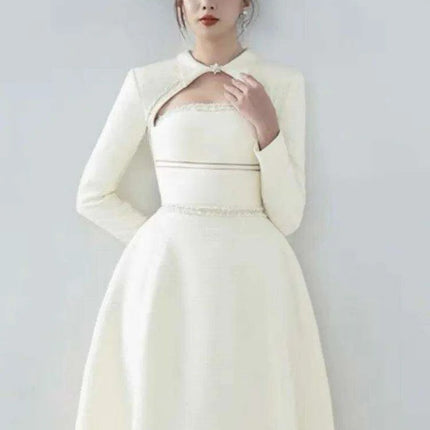 Elegant Strapless Cut-Out Evening Gown with Luxurious Diamond Details - Très Elite