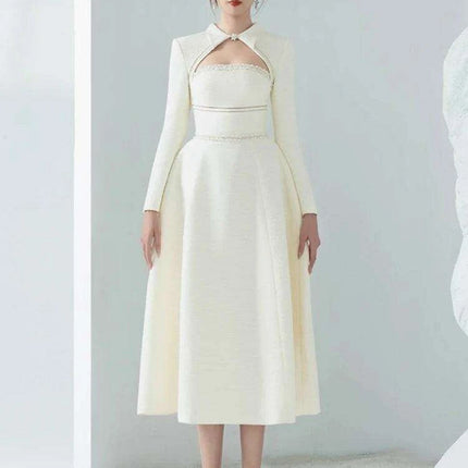 Elegant Strapless Cut-Out Evening Gown with Luxurious Diamond Details