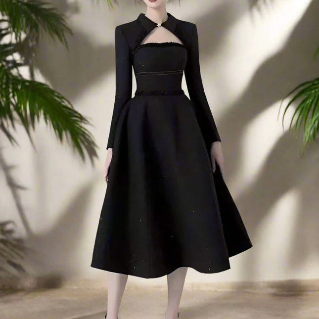 Elegant Strapless Cut-Out Evening Gown with Luxurious Diamond Details