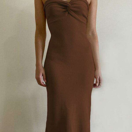 Elegant Strapless Wool Blend Dress with Cross Knit Detail - Chic and Seductive- Très Elite- Très Elite
