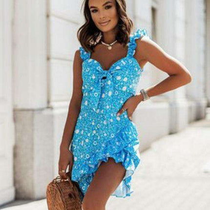 Elegant Strappy Waist Floral Dress for Effortless Spring and Summer Fashion