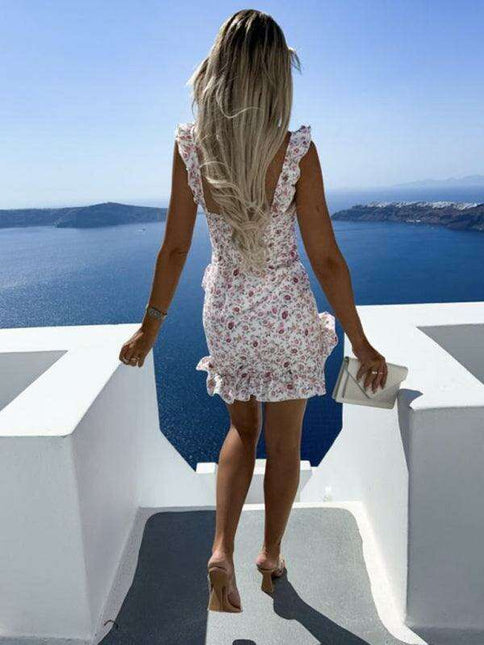 Elegant Strappy Waist Floral Dress for Effortless Spring and Summer Fashion