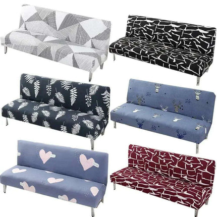 Stretch Slipcover for Futon Sofa with Elegant Print