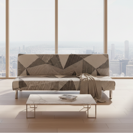 Stretch Slipcover for Futon Sofa with Elegant Print