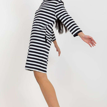 Elegant Striped Cotton Day Dress With Parisian Flair - Très Elite