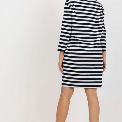 Elegant Striped Cotton Day Dress With Parisian Flair - Très Elite