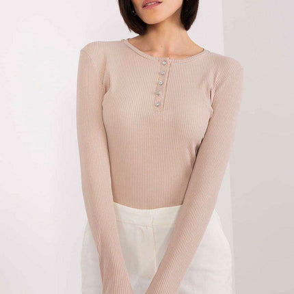 Elegant Striped Cotton Top with Dazzling Zircon Embellishments