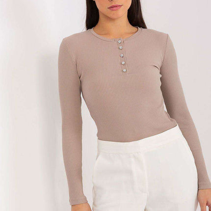 Elegant Striped Cotton Top with Dazzling Zircon Embellishments