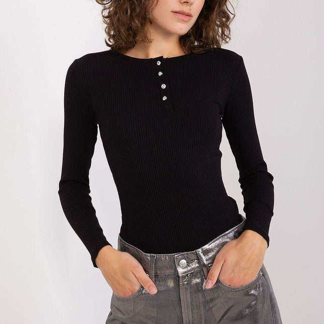 Elegant Striped Cotton Top with Dazzling Zircon Embellishments