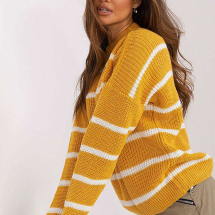 Elegant Striped Knit Sweater – Versatile, Cozy Chic for Women - Très Elite