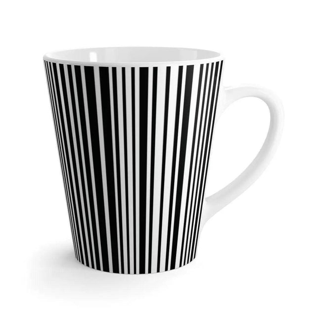 Elegant Striped Monochrome Latte Mug for Stylish Sipping