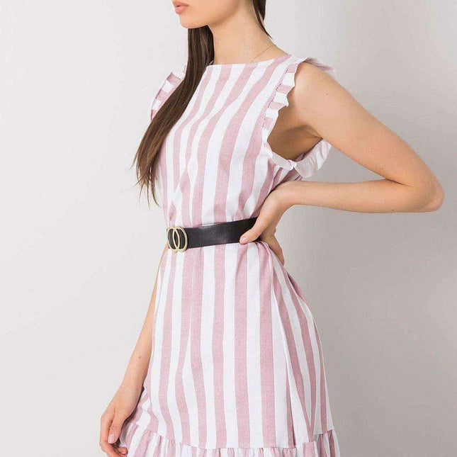 Elegant Striped Sleeveless Summer Belt Dress Daydress Italy