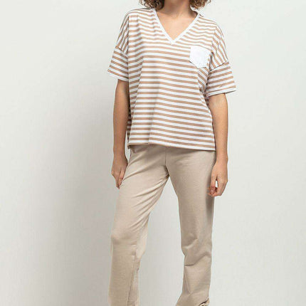 Elegant Striped V-Neck Blouse for Versatile Styling