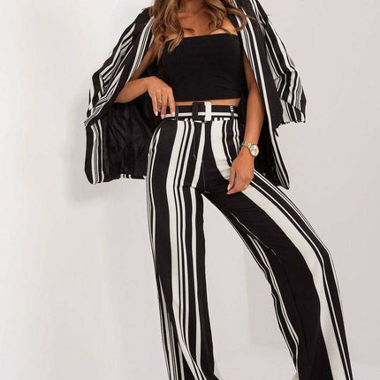 Elegant Striped Wide Leg Trousers For Women Italian Moda