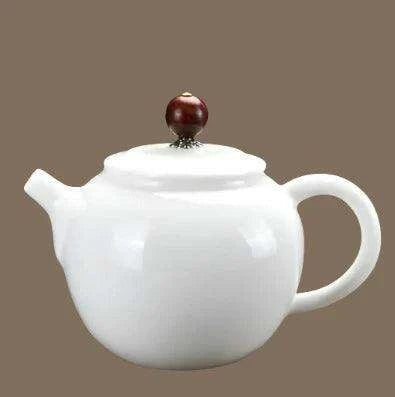 Elegant Suet Jade Porcelain Xishi Kungfu Tea Set with Side Handle Teapot - Très Elite