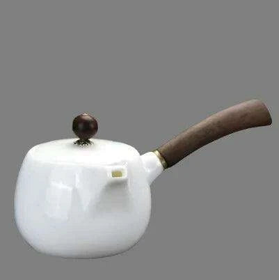 Elegant Suet Jade Porcelain Xishi Kungfu Tea Set with Side Handle Teapot - Très Elite