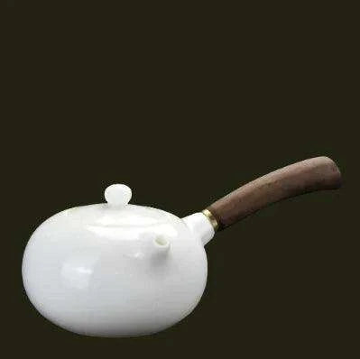 Elegant Suet Jade Porcelain Xishi Kungfu Tea Set with Side Handle Teapot - Très Elite