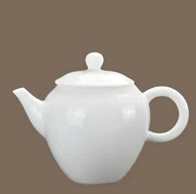 Elegant Suet Jade Porcelain Xishi Kungfu Tea Set with Side Handle Teapot - Très Elite