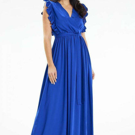 Elegant Summer Envelope Maxi Dress with Ruffled Details