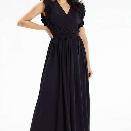 Elegant Summer Envelope Maxi Dress with Ruffled Details