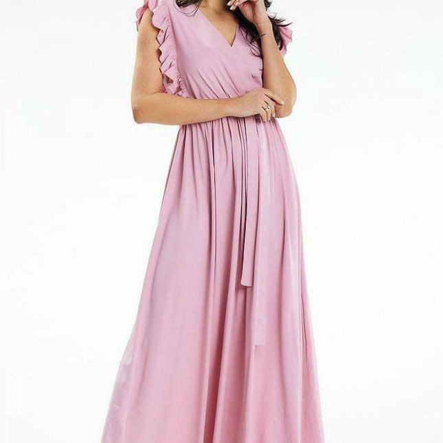 Elegant Summer Envelope Maxi Dress with Ruffled Details